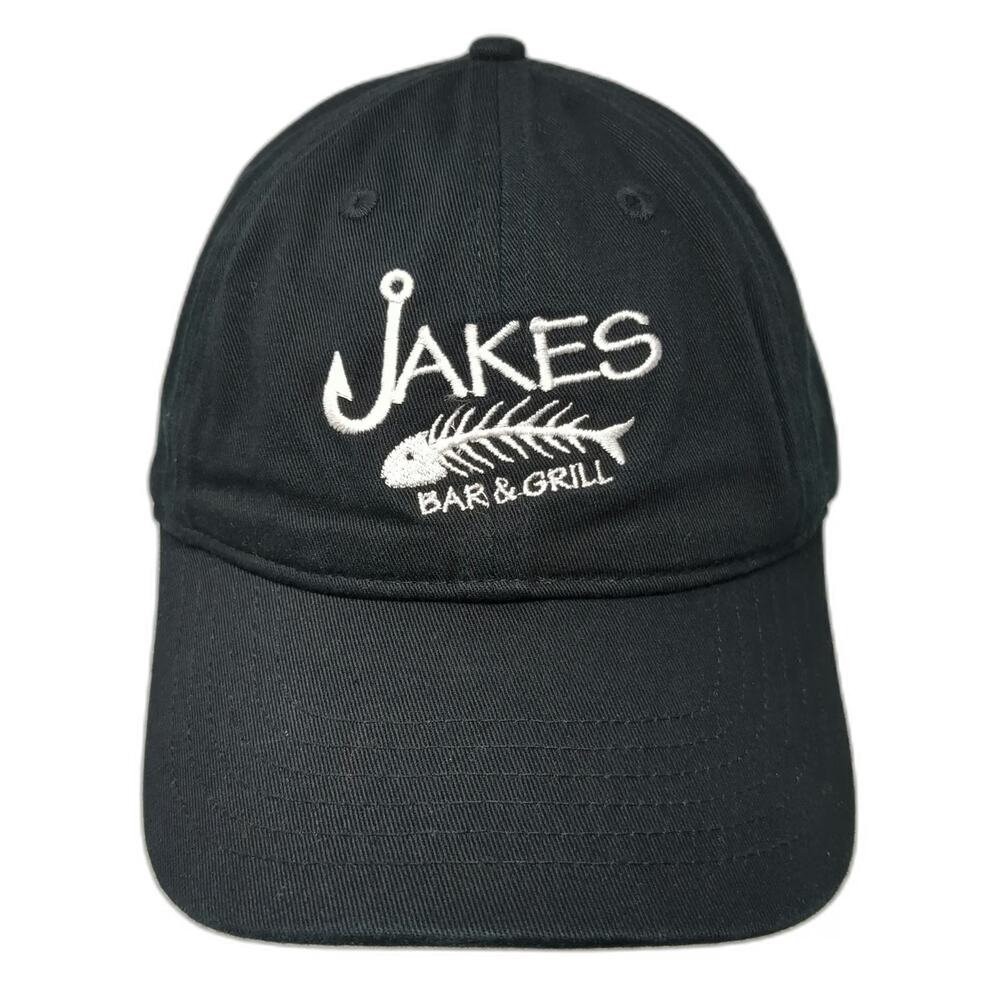 econscious Baseball Cap Black One Size Jakes Bar & Grill Fish Skeleton Hat